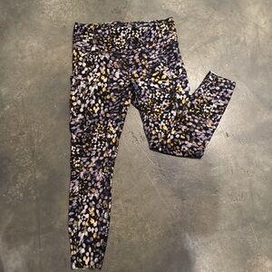 lululemon athletica purple and yellow Patterned Leggings- LSU colors